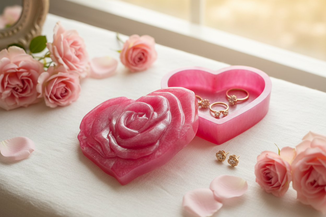Blooming Rose Heart Stash Jar - Lifestyle 1