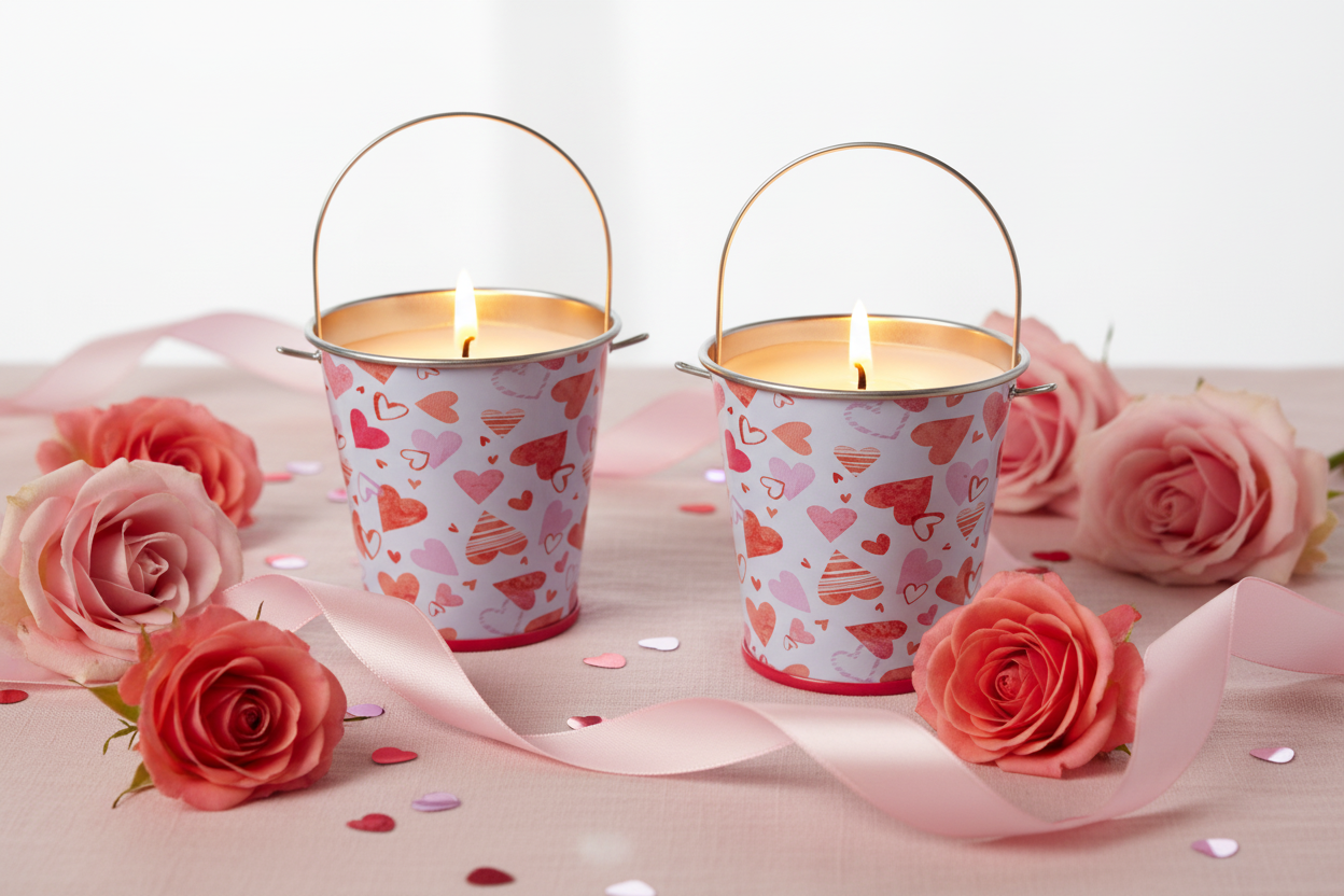 Buckets of Love - Lifestyle 1 - Lit Candles with Roses