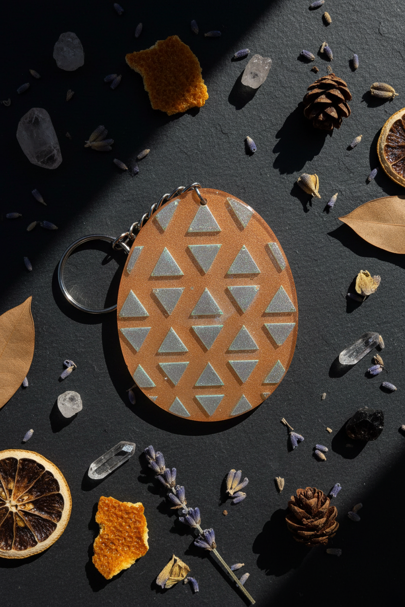 Copper Geometric Keychain Lifestyle