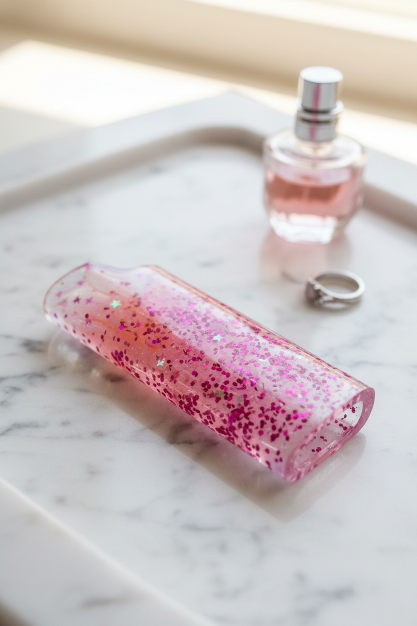 Pink Glitter Lighter Case Lifestyle Photo