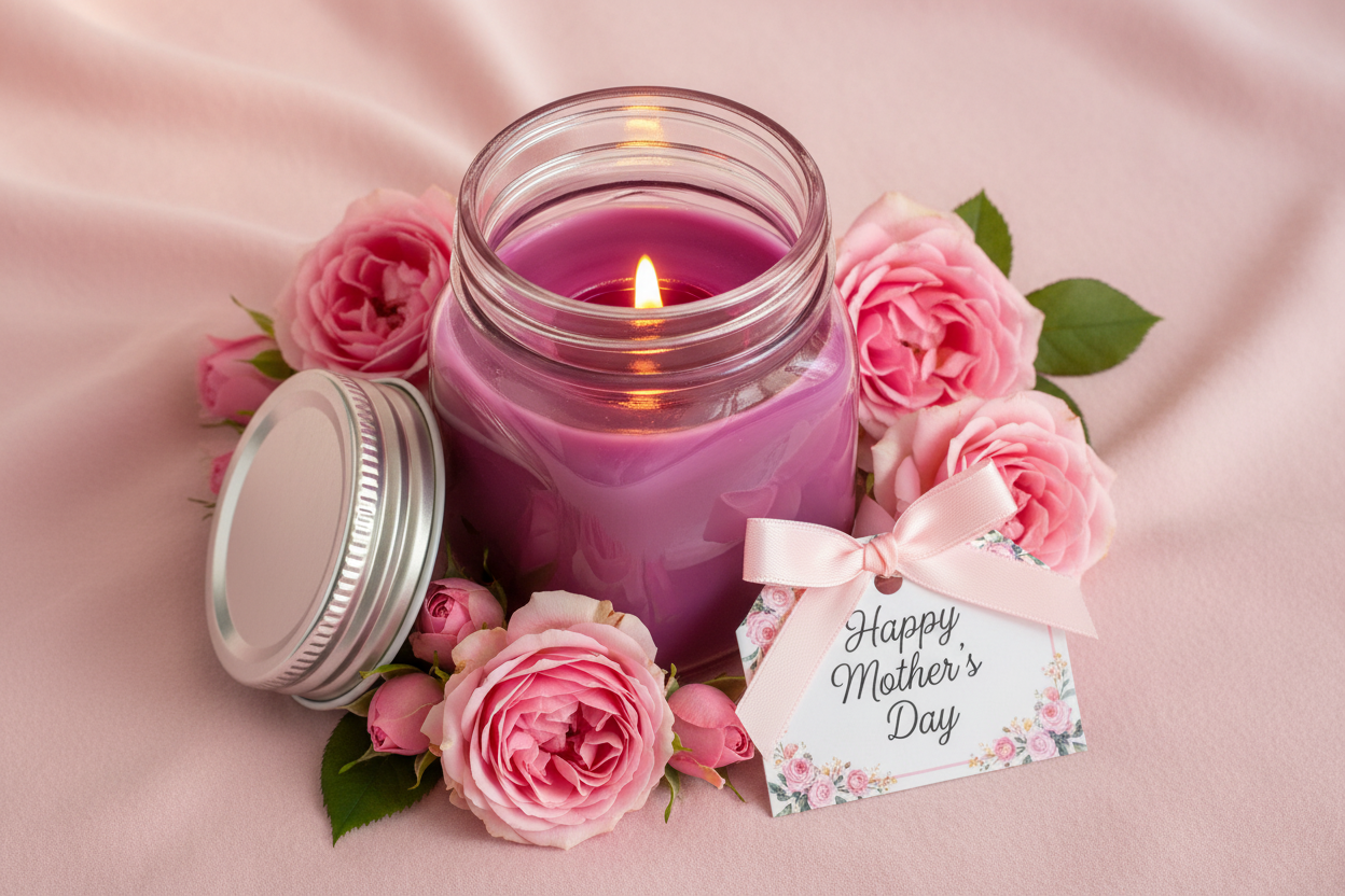 Pink Mason Jar Candle — Jasmine/Apple