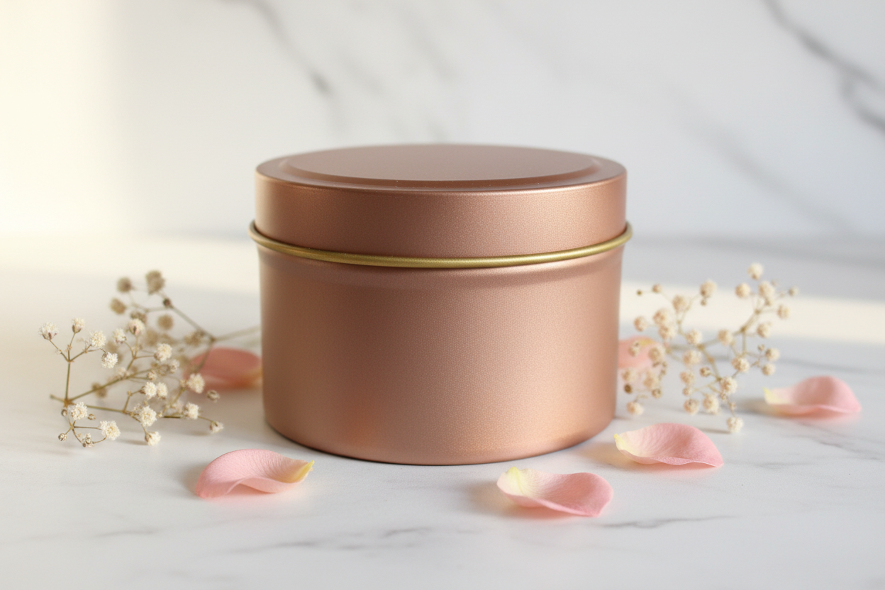 Rose Gold Tin Candle - Lifestyle from Real Photo